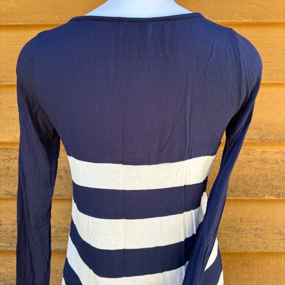 Bordeaux Lexa Striped Boat-neck Top Blue and White Long Sleeve Size S - Picture 7 of 8
